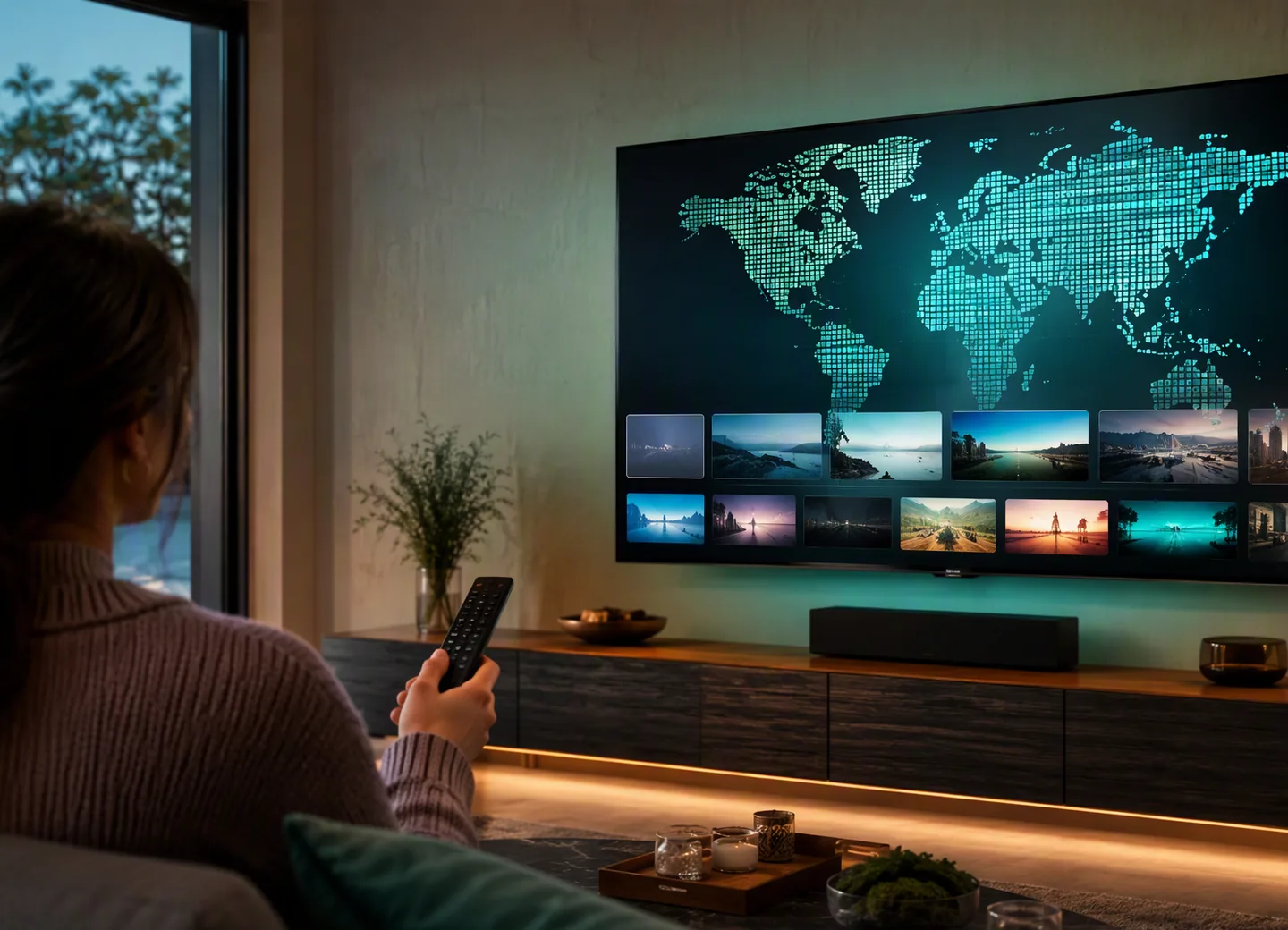 Abstract broadcast paths connecting screens and content groups